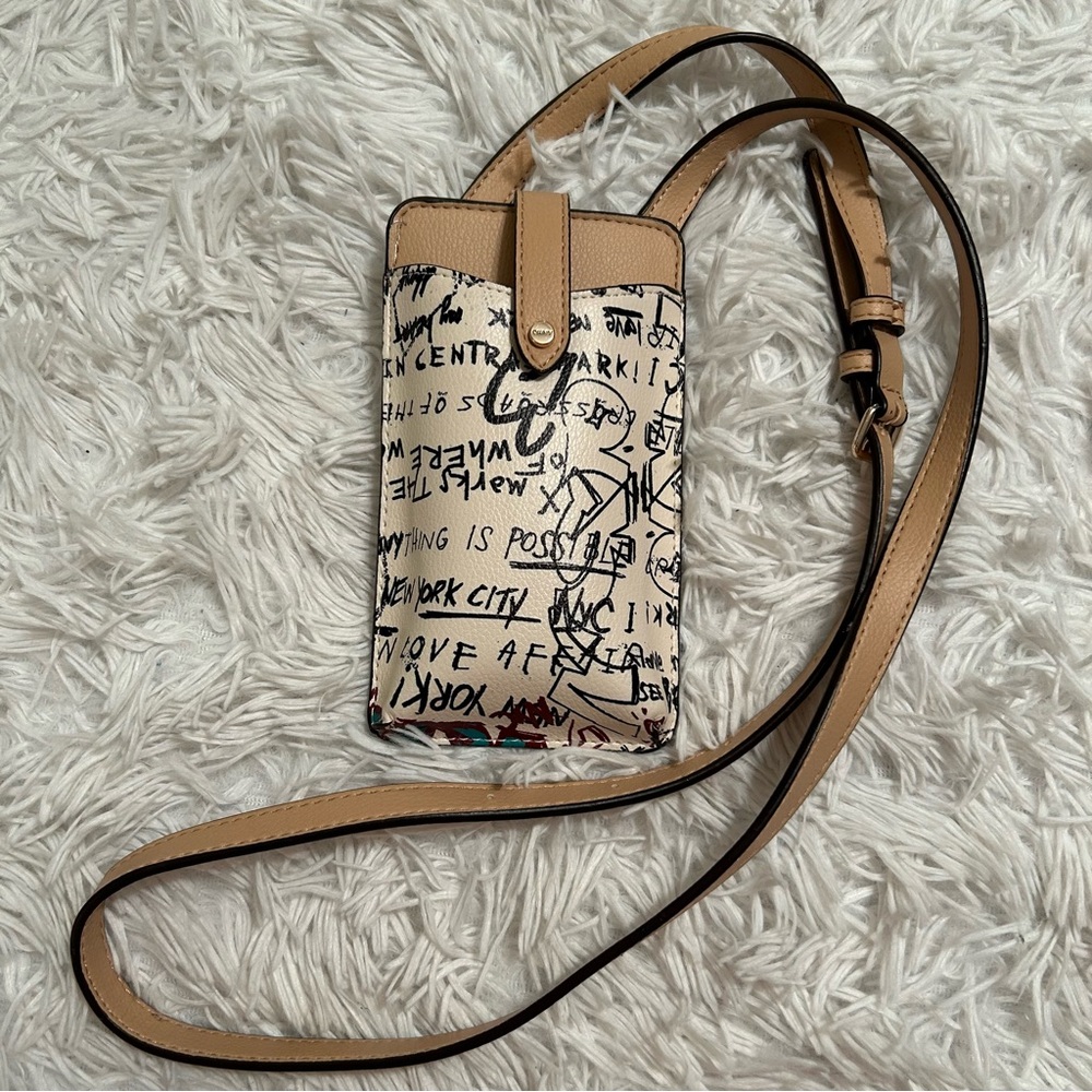 DKNY graffiti print phone holder crossbody